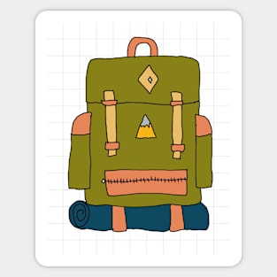 Hand drawn image of a khaki colour rucksack Sticker